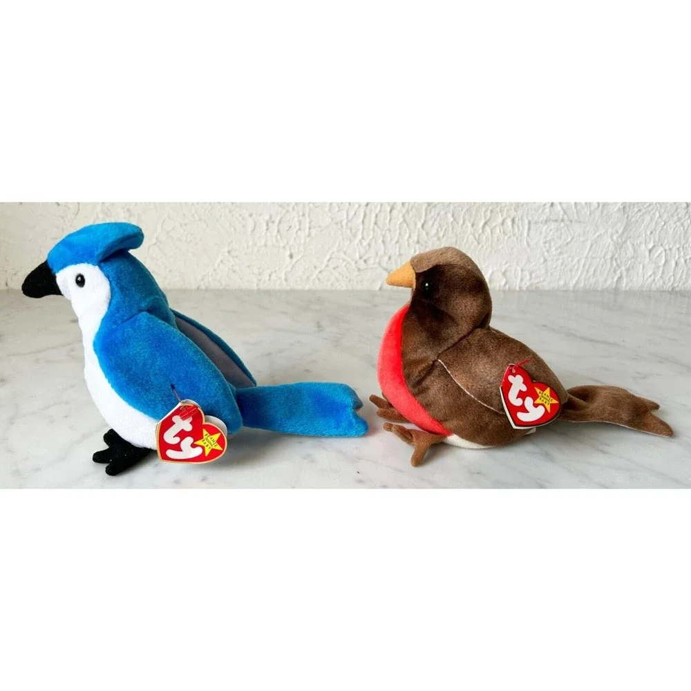 TY Early Robin & Rocket Blue Jay Beanie Baby 1997 Vintage Beanie Babies